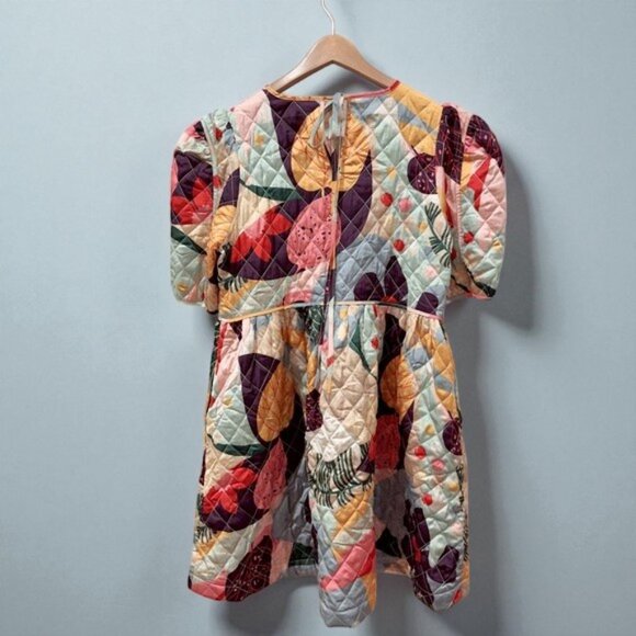 NWT En Saison Floral Quilted Puff Sleeve Baby Doll Mini Dress Size - Picture 5 of 8